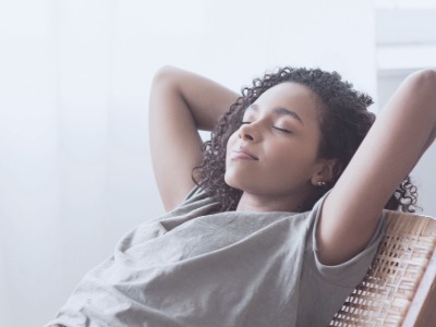 a women looking relaxed